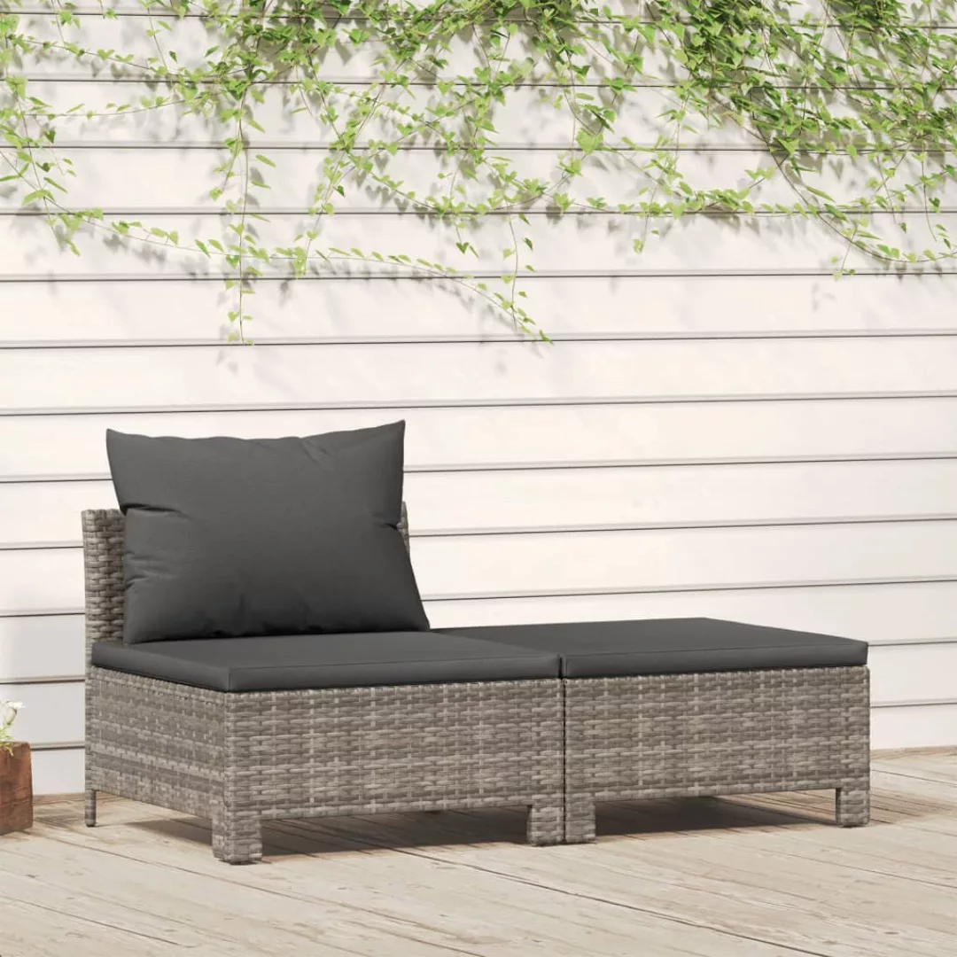 Vidaxl 2-tlg. Garten-lounge-set Mit Kissen Grau Poly Rattan günstig online kaufen