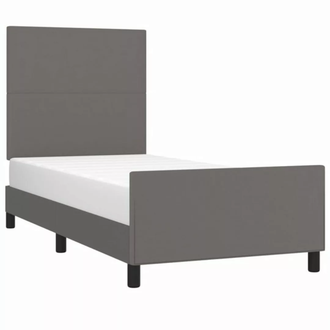 vidaXL Bett Bettgestell mit Kopfteil Grau 80x200 cm Kunstleder günstig online kaufen