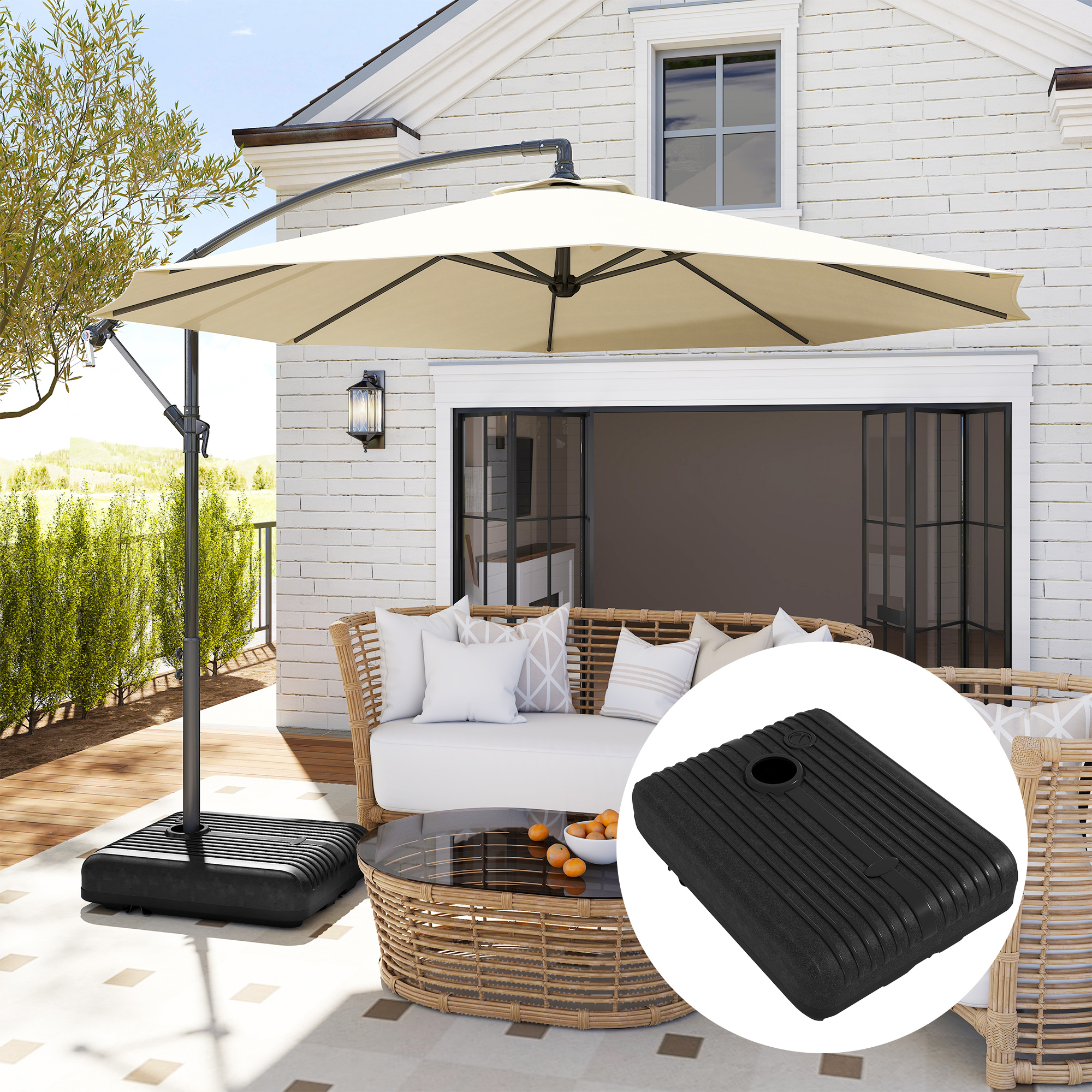 Outsunny Base für Gartenschirm aus HDPE, Freitragender Sonnenschirmständer günstig online kaufen