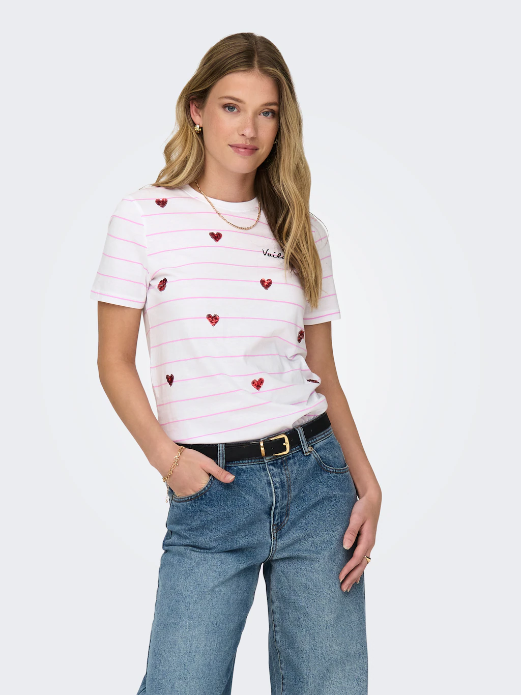 ONLY Kurzarmshirt "ONLKITA LIFE REG S/S HEART TOP BOX JRS" günstig online kaufen