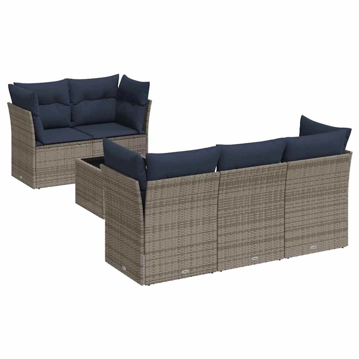 vidaXL 6-Tlg Garten-Sofagarnitur mit Kissen Grau Poly Rattan 3217251 günstig online kaufen