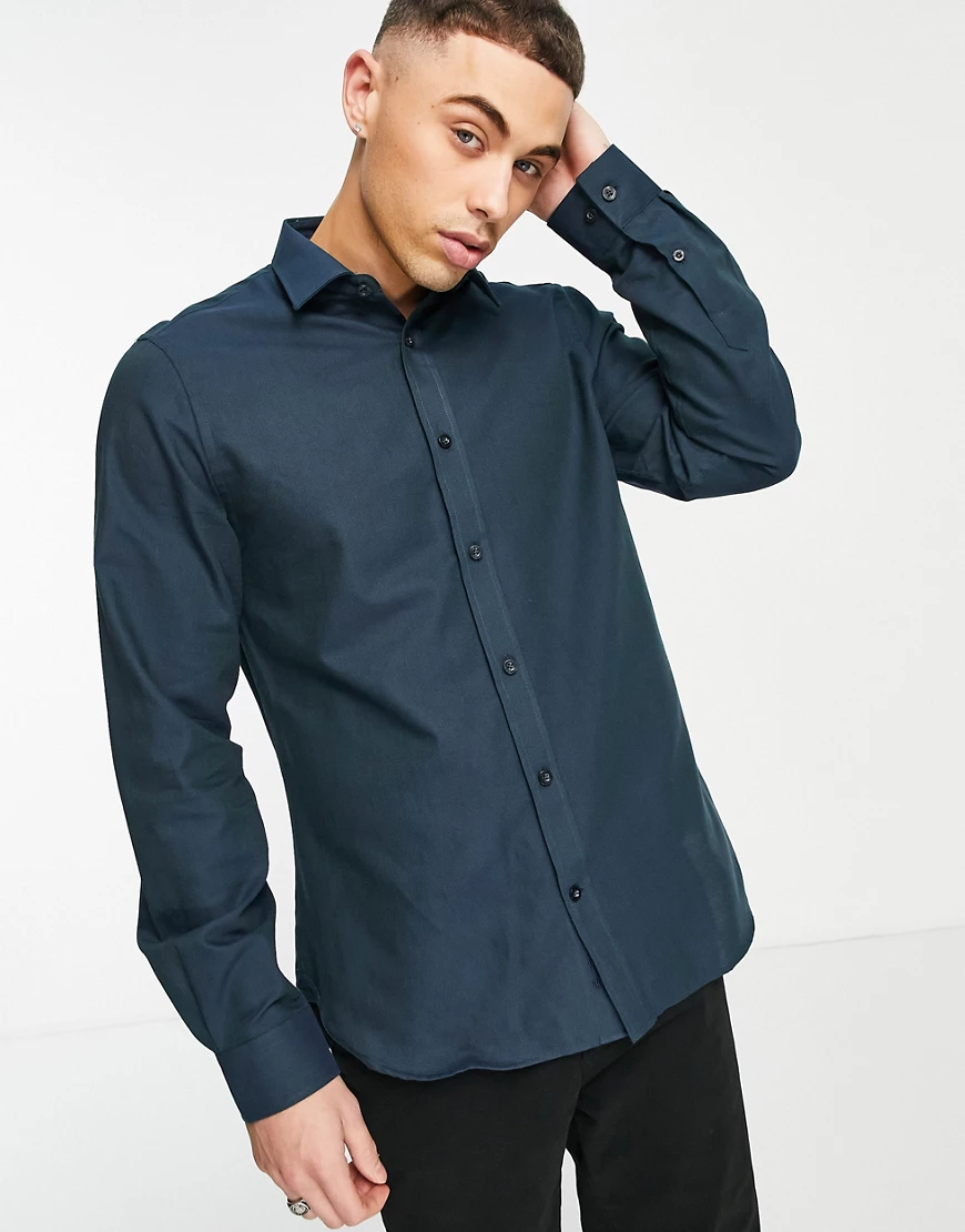 Ben Sherman – Elegantes, zweifarbiges Hemd in Marineblau günstig online kaufen