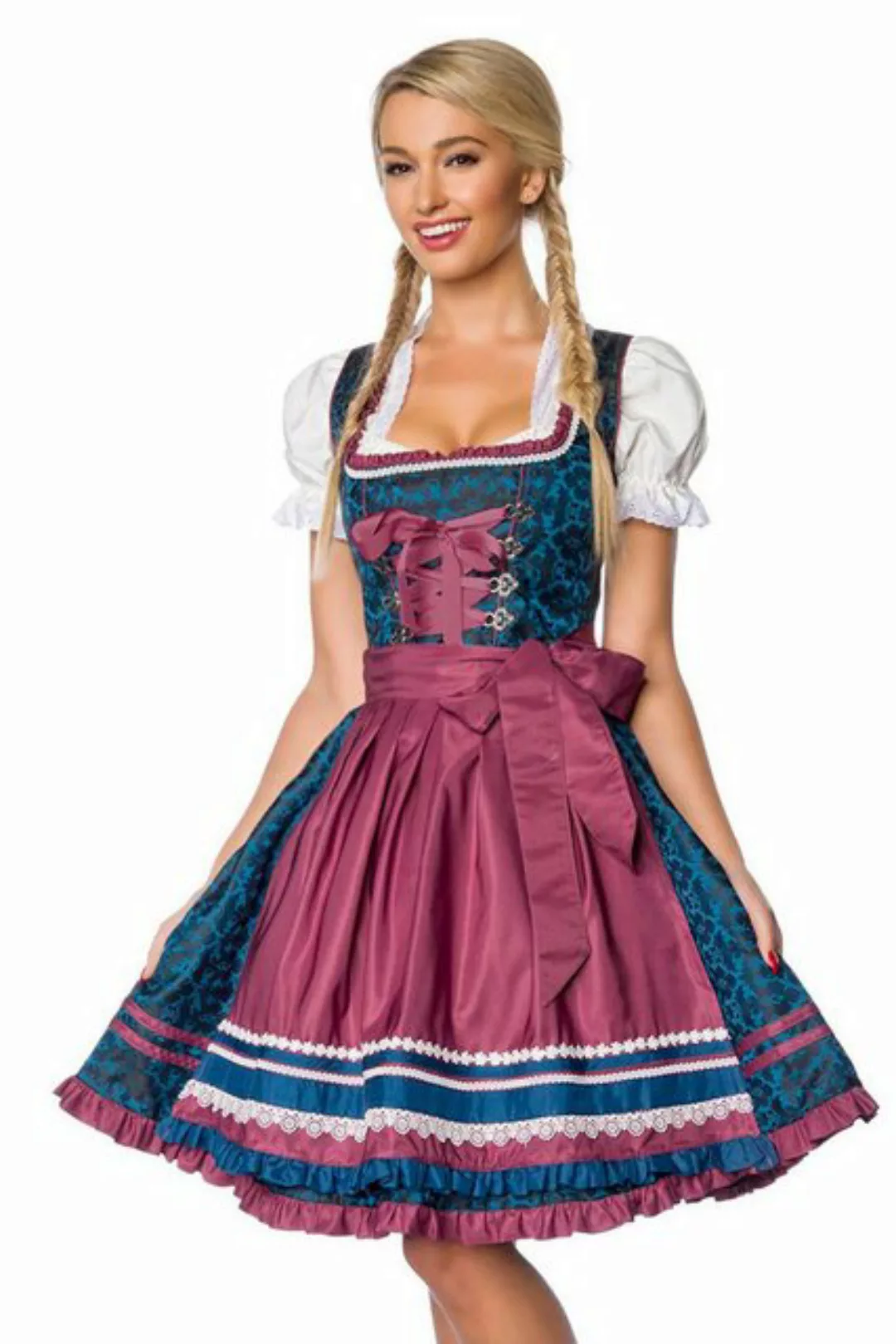 Dirndline Dirndl Premium Dirndl inkl. Schürze Trachtenkleid in blau dunkelr günstig online kaufen