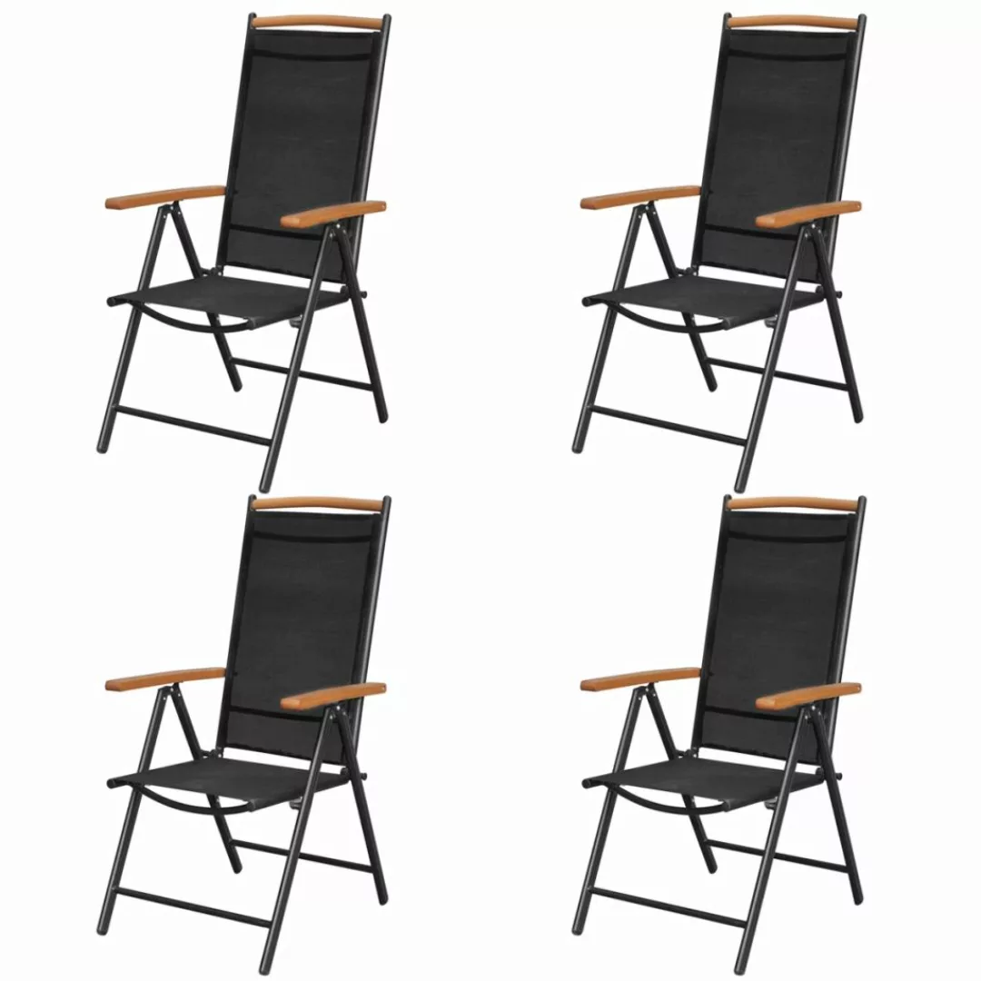 Gartenstühle Klappbar 4 Stk. Aluminium Und Textilene Schwarz günstig online kaufen