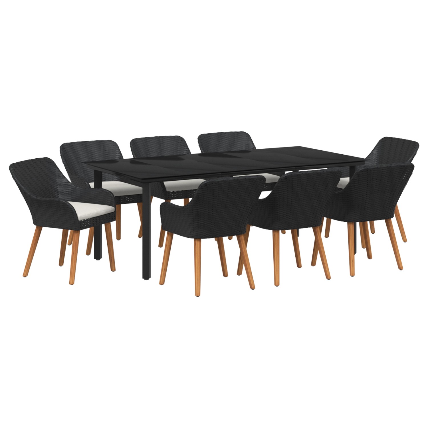 vidaXL 9-Teilige Garten Essgruppe Schwarzes Poly Rattan 3261676 günstig online kaufen