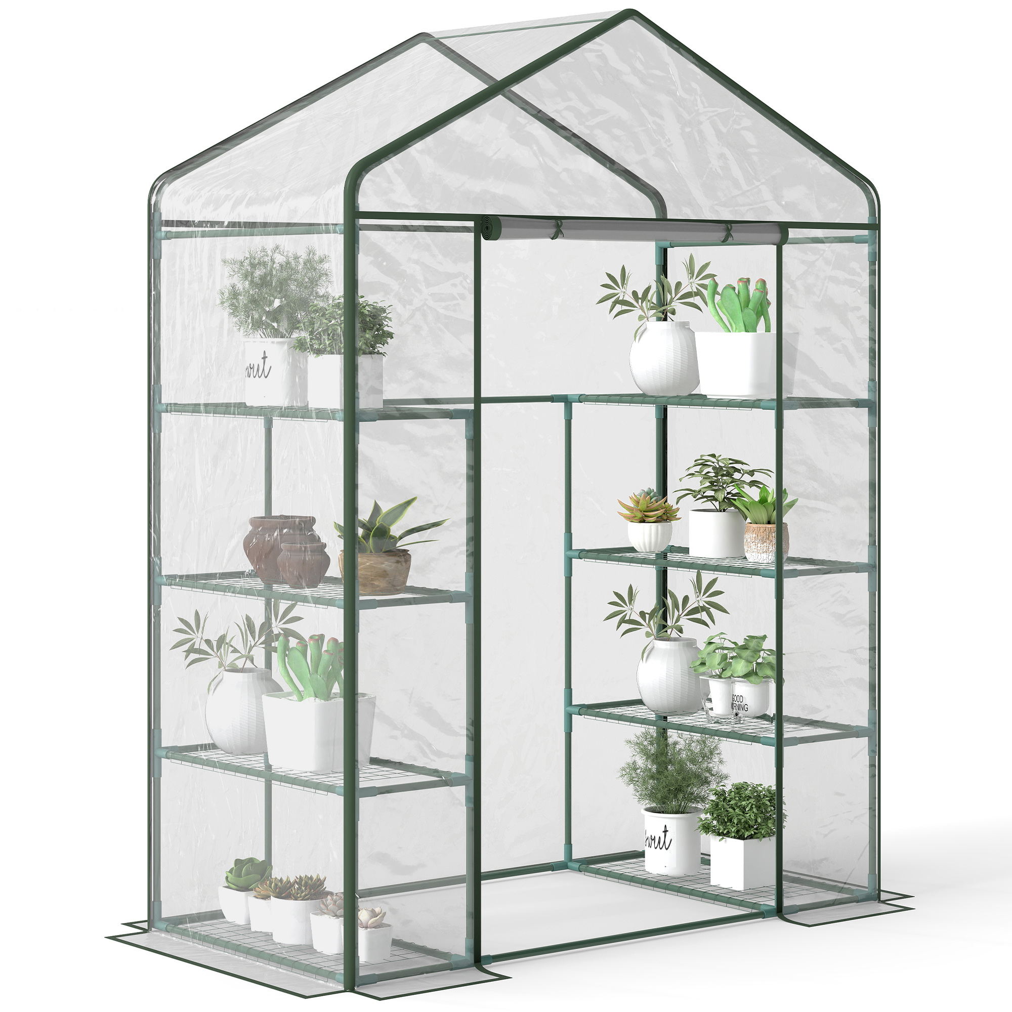 Outsunny Rechteckiges Garten- und Terrassengewächshaus 143x73x195cm, Transp günstig online kaufen