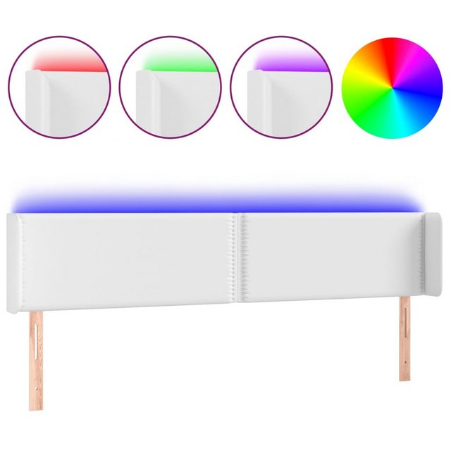 vidaXL Bett, LED Kopfteil Weiß 183x16x78/88 cm Kunstleder günstig online kaufen