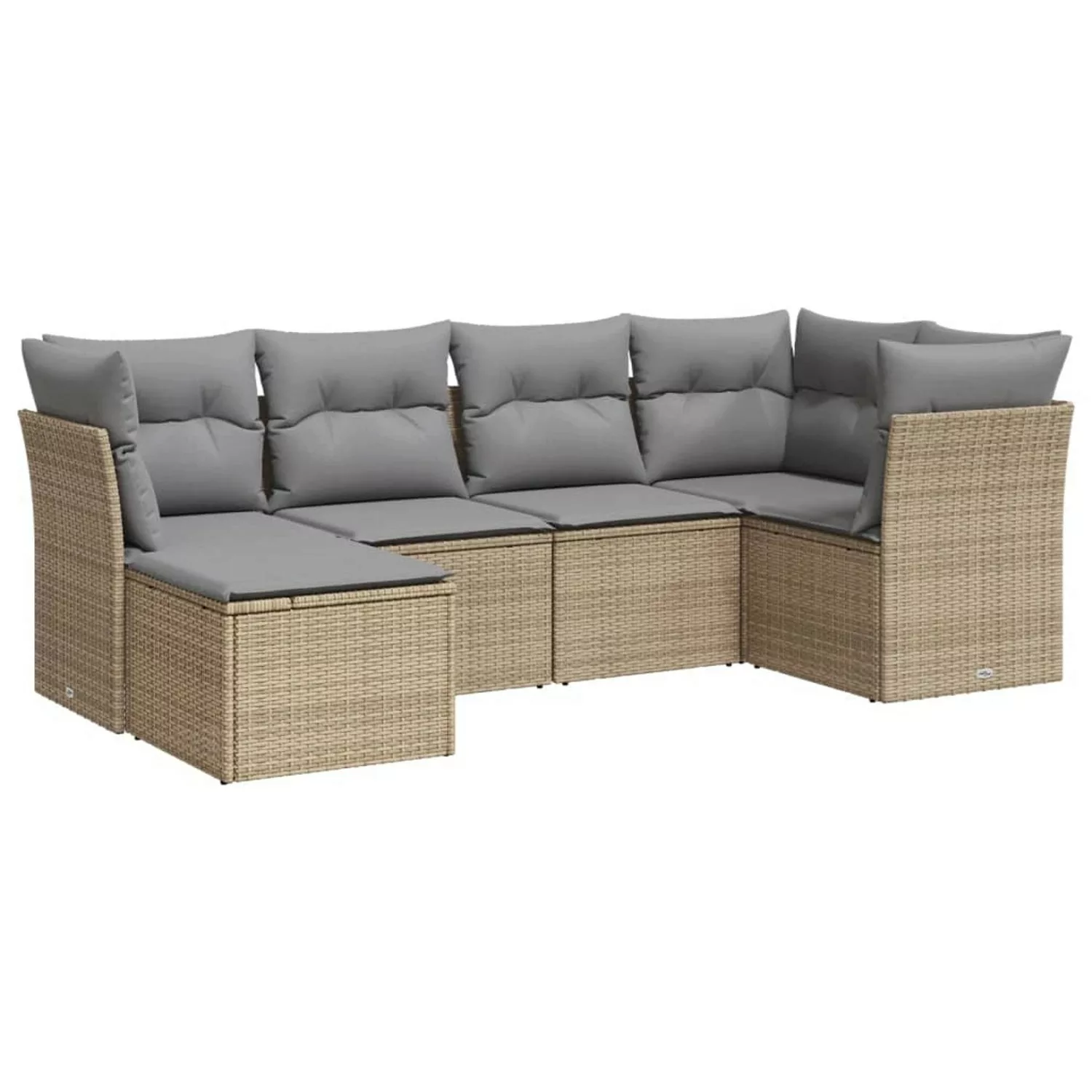 vidaXL 6-tlg Garten-Sofagarnitur mit Kissen Beige Poly Rattan Modell 54 günstig online kaufen