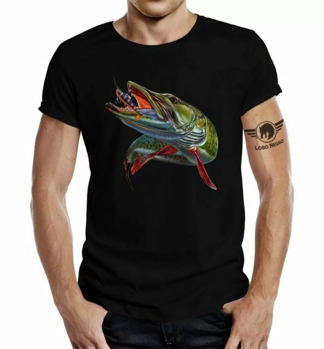 LOBO NEGRO® T-Shirt als Geschenk für Angler und Fischer: Hecht Color günstig online kaufen