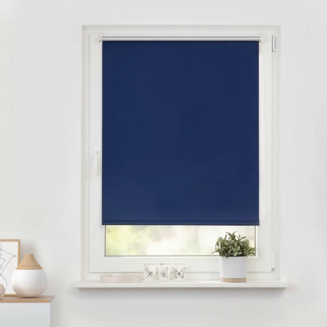 Thermo Klebe-/Klemmrollo Verdunklungsqualität blau B/L: ca. 90x150 cm günstig online kaufen