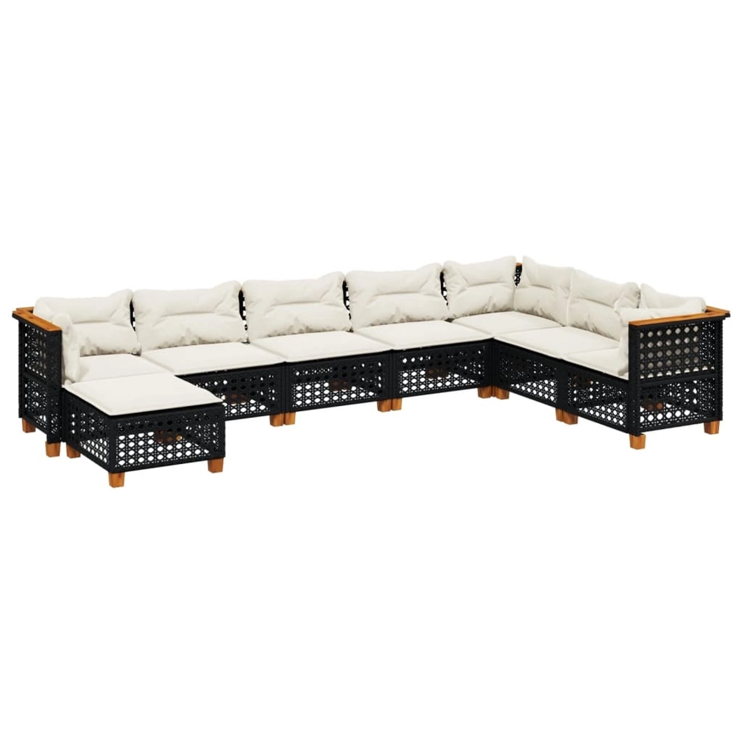 vidaXL 8-Tlg Garten-Sofagarnitur mit Kissen Schwarz Poly Rattan 3261956 günstig online kaufen