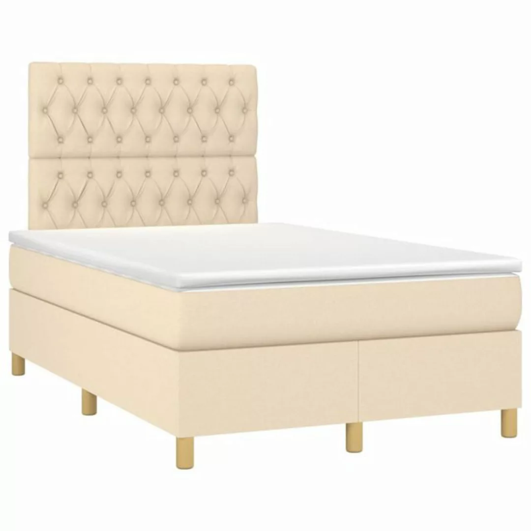 vidaXL Bett Boxspringbett mit Matratze Creme 120x190 cm Stoff günstig online kaufen