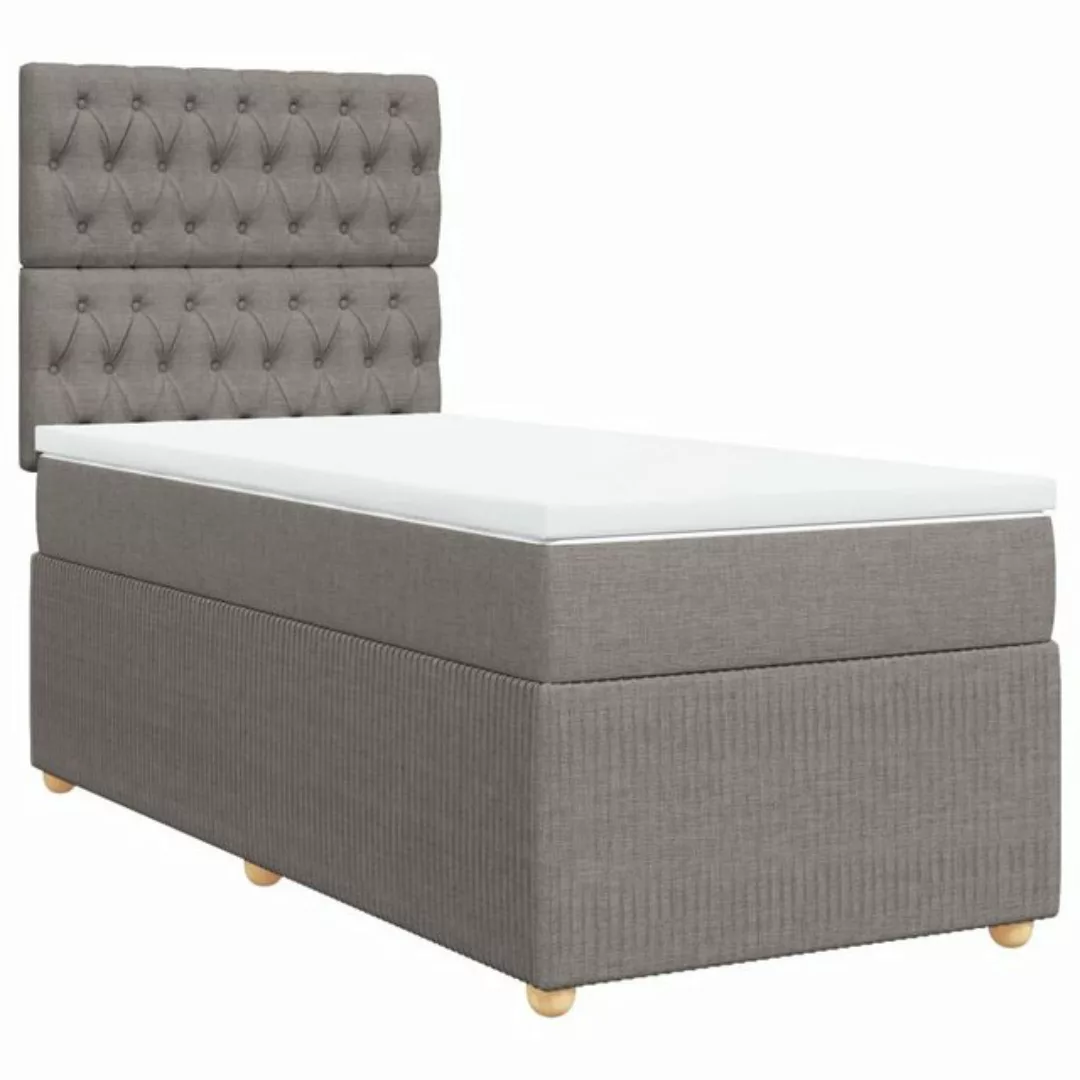 vidaXL Boxspringbett, Boxspringbett mit Matratze Taupe 100x200 cm Stoff günstig online kaufen