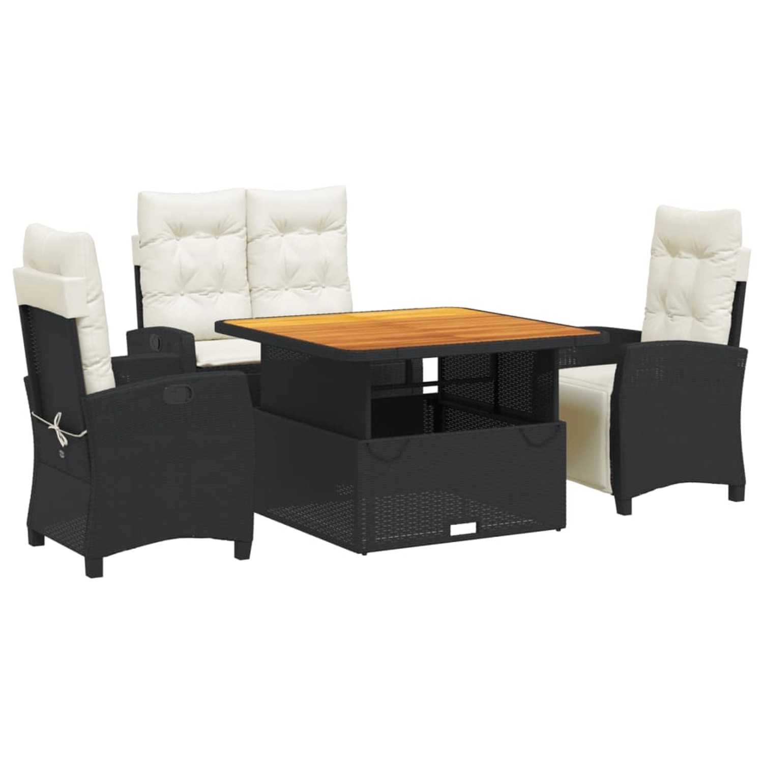vidaXL 4-Tlg Garten-Essgruppe mit Kissen Schwarz Poly Rattan 3277381 günstig online kaufen