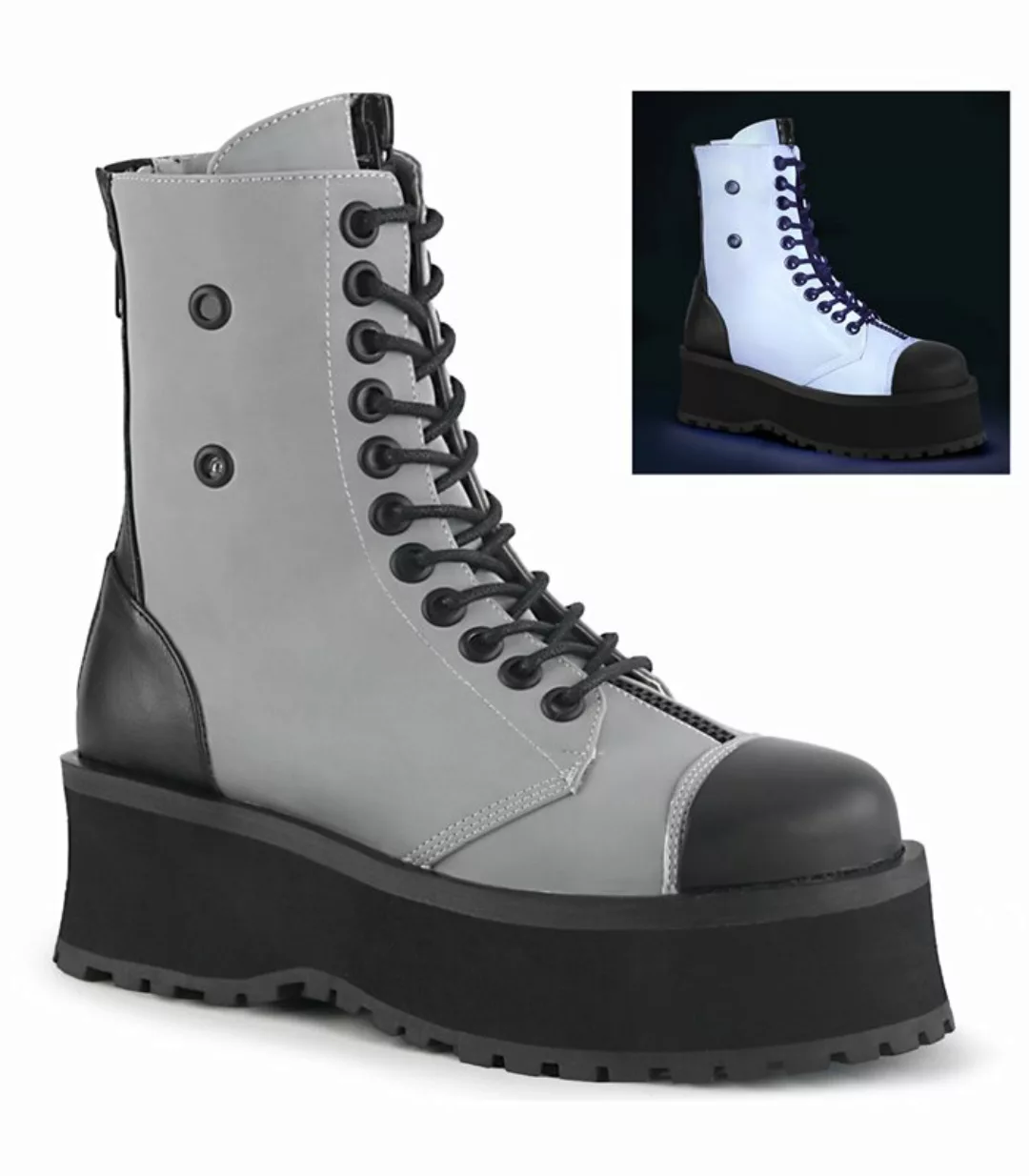 Plateau Ankle Boots GRAVEDIGGER-10 - Grau (Schuhgröße: EUR 43) günstig online kaufen