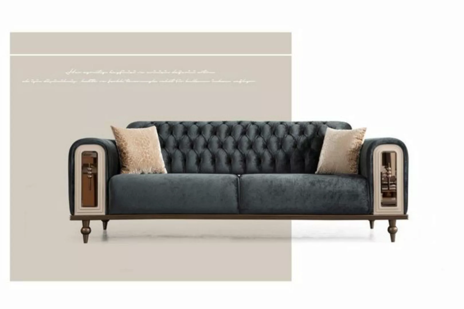 JVmoebel Sofa Luxus Dreisitzer Sofa 3 Sitzer Stoff Sofas Design Beige günstig online kaufen