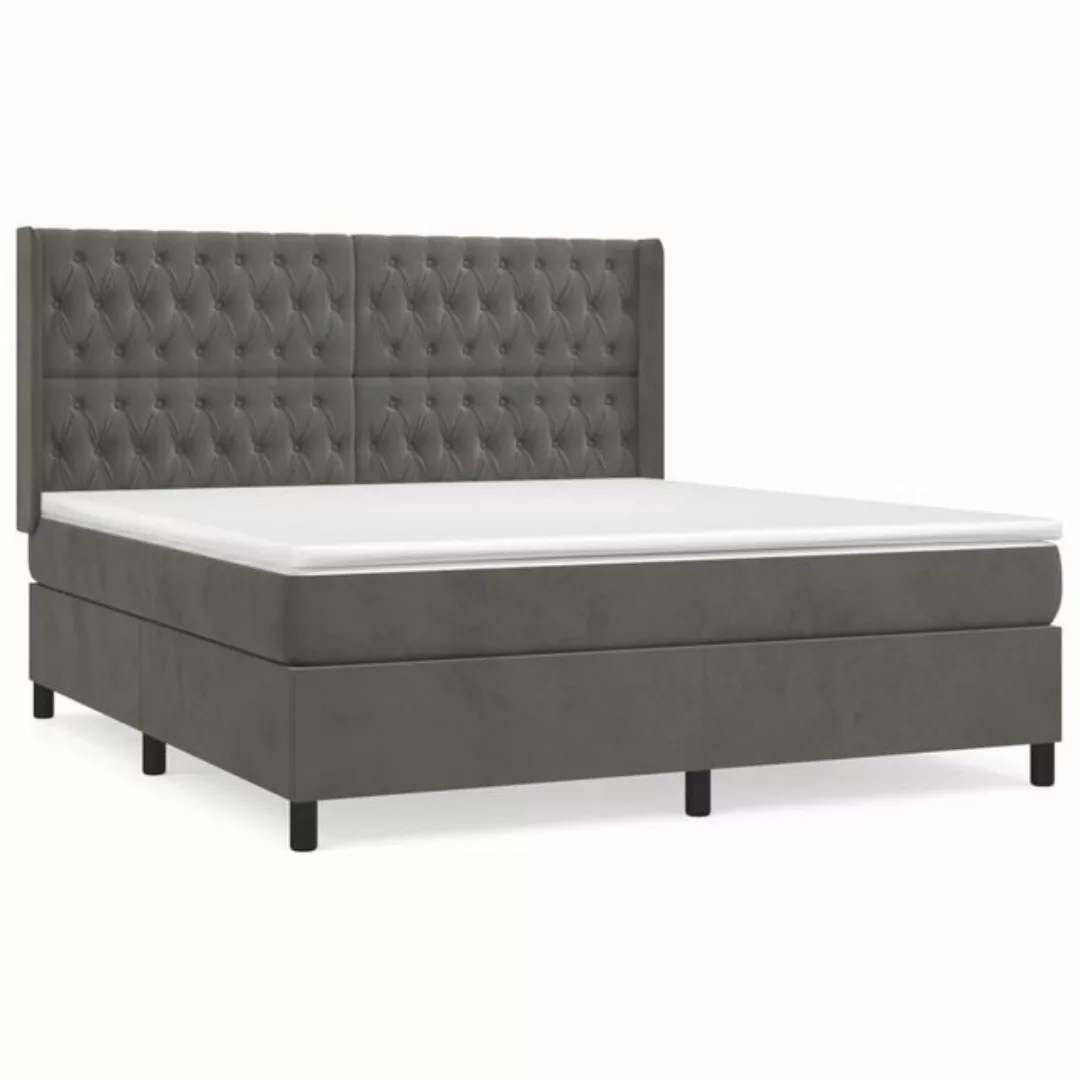 furnicato Bett Boxspringbett mit Matratze Dunkelgrau 180x200 cm Samt günstig online kaufen