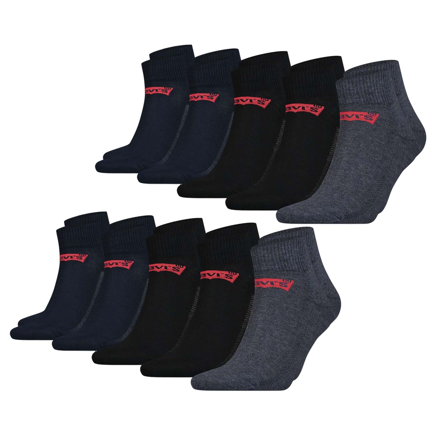 Levis Unisex Quarter Sportsocken MID CUT BATWING LOGO ECOM 10er Pack günstig online kaufen