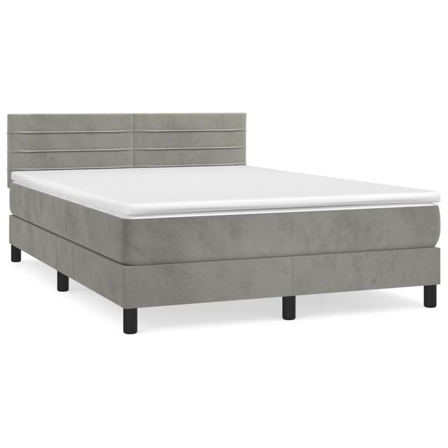 vidaXL Boxspringbett mit Matratze Hellgrau 140x190 cm Samt1368658 günstig online kaufen