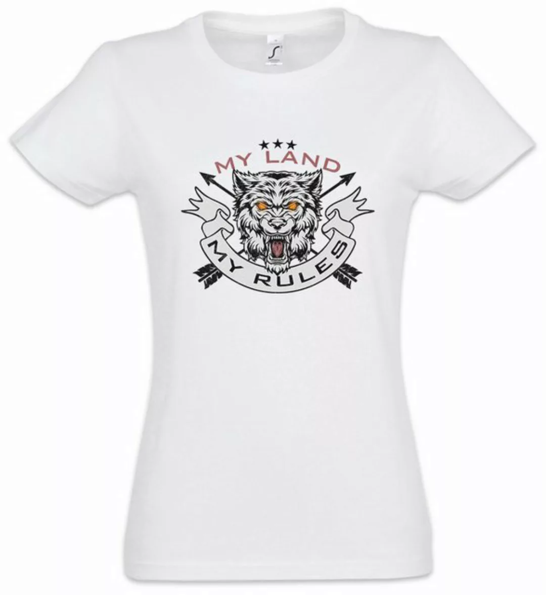 Urban Backwoods Print-Shirt My Land My Rules Wolf Damen T-Shirt Chef Boss H günstig online kaufen