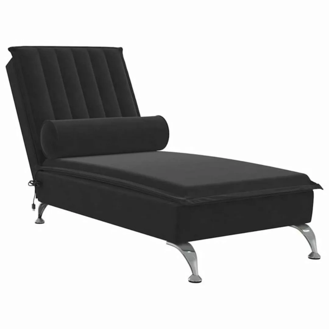 vidaXL Chaiselongue, Massage-Chaiselongue mit Nackenrolle Schwarz Samt günstig online kaufen