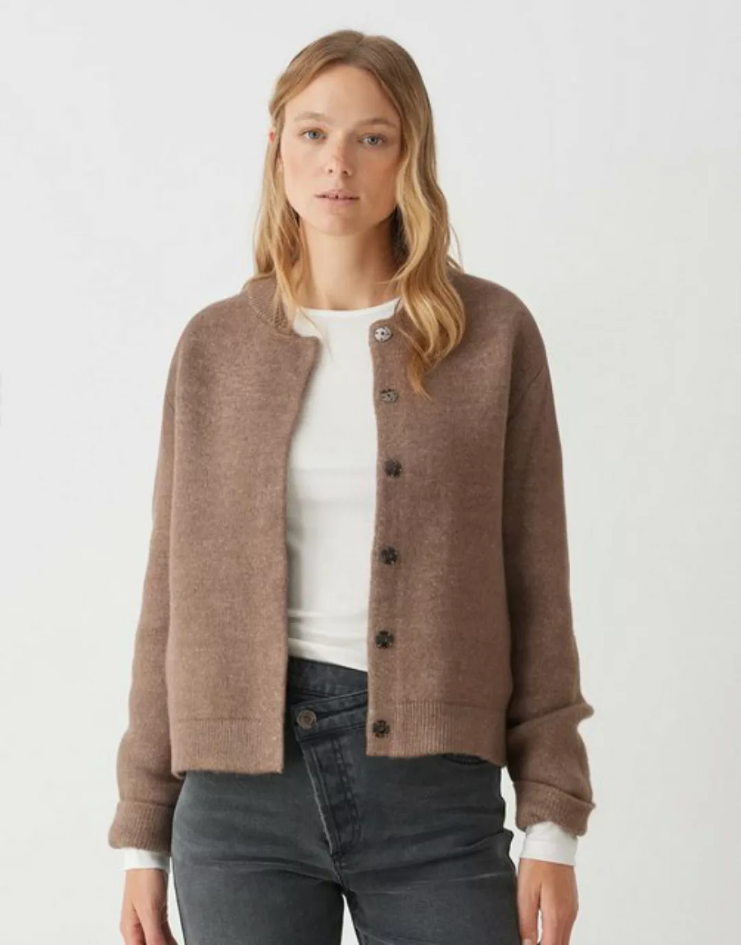 OPUS Cardigan Strickjacke DOMBA Regular mit Wolle Doubleface Strick günstig online kaufen