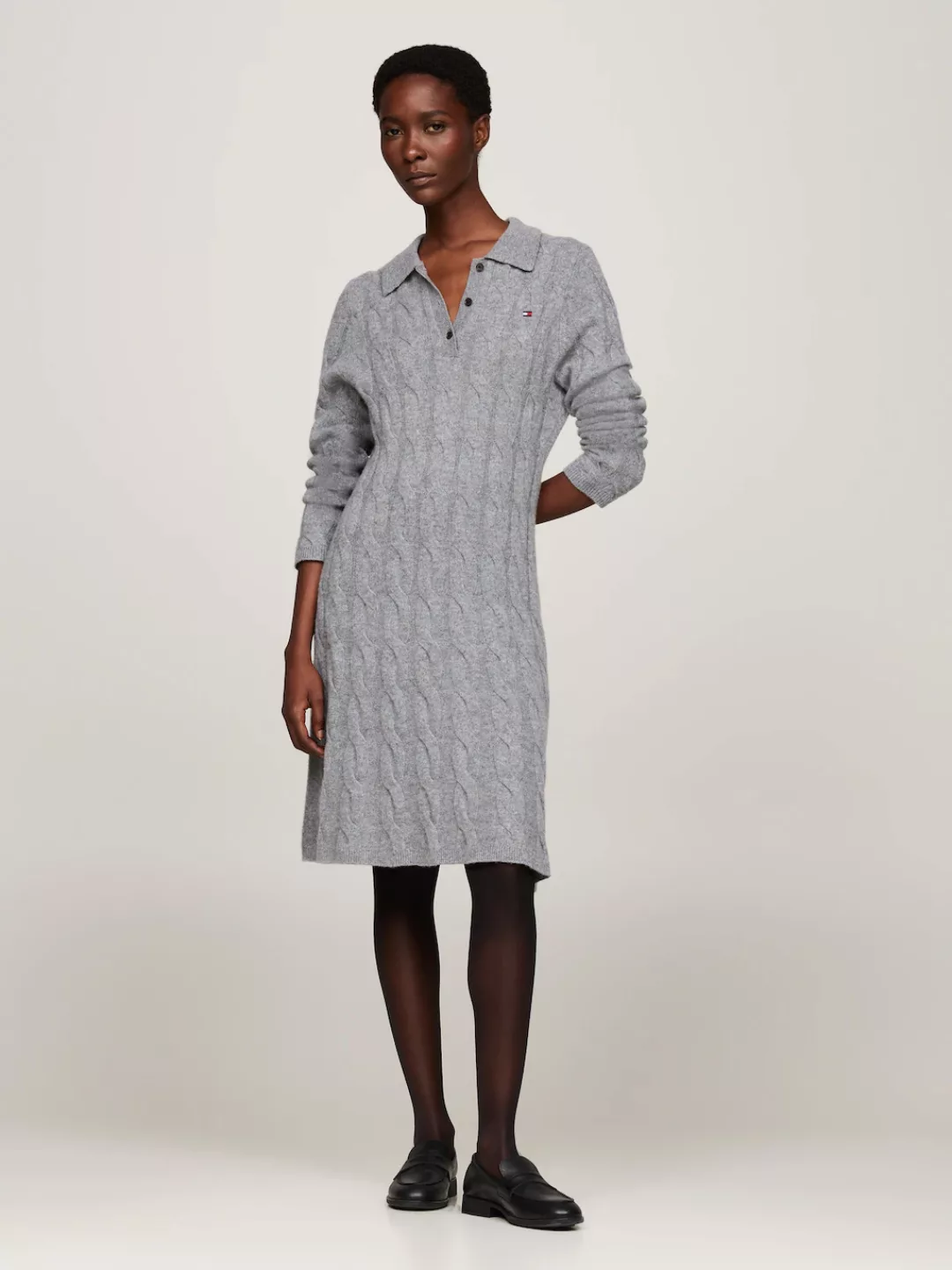 Tommy Hilfiger Strickkleid SOFT WOOL CABLE POLO SWT DRESS mit Zopfmuster, P günstig online kaufen