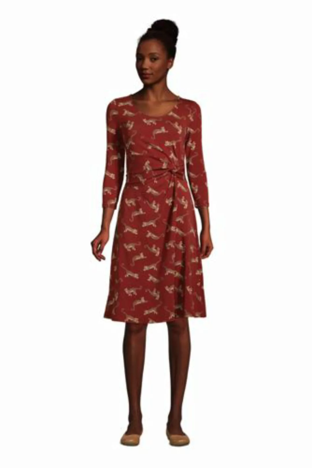 Jerseykleid mit Knoten und 3/4-Ärmeln in Petite-Größe, Damen, Größe: M Peti günstig online kaufen