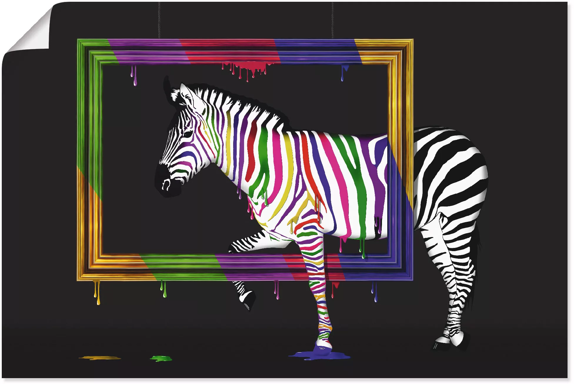 Artland Wandbild "Das Regenbogen Zebra", Animal Fantasy, (1 St.), als Leinw günstig online kaufen