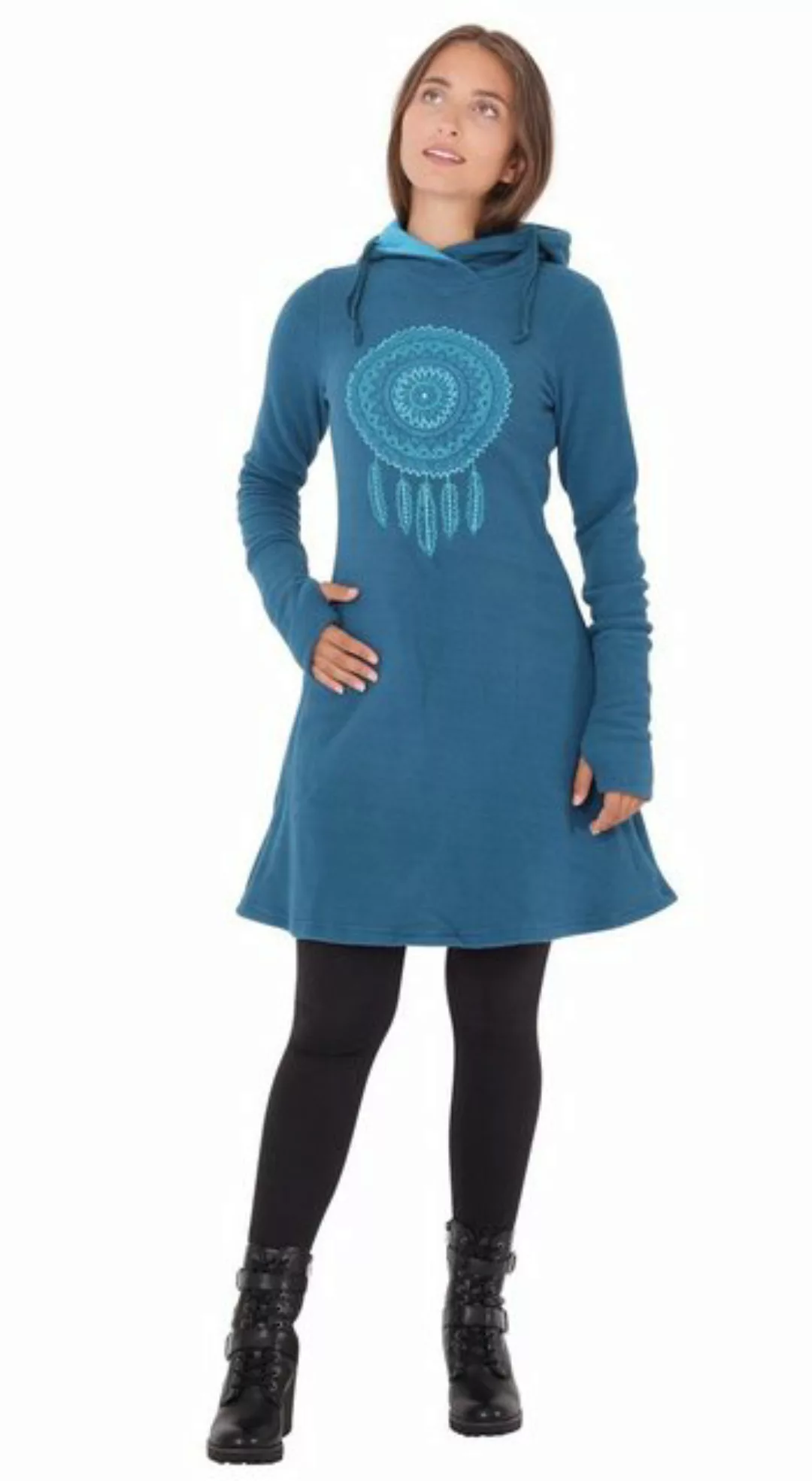 PUREWONDER A-Linien-Kleid Kapuzenkleid Winterkleid mit Traumfänger dr31 Fle günstig online kaufen