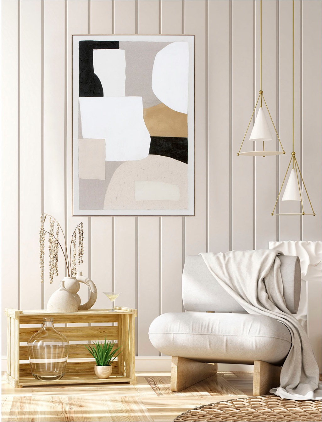 GILDE Bild mit Rahmen "Bild rechteckig Randal schwarz; weiß H. 121,5 cm", ( günstig online kaufen