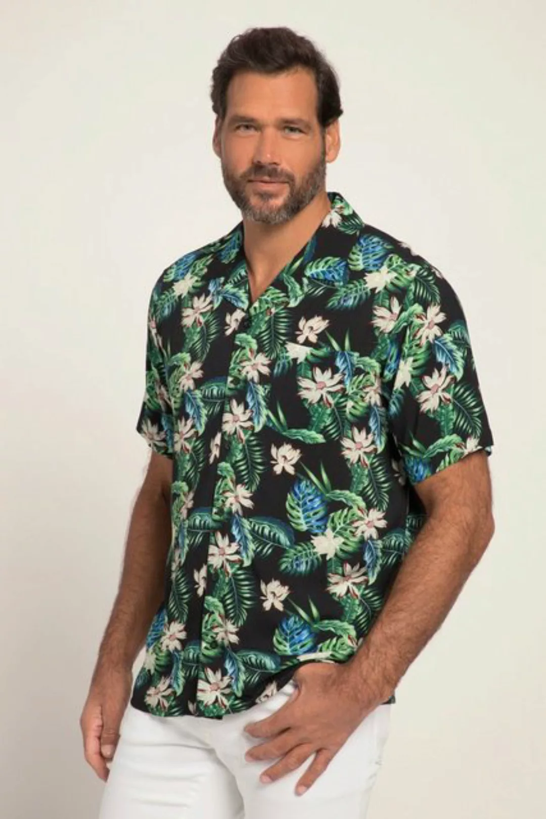 JP1880 Kurzarmhemd Viskose-Hemd Halbarm Cuba Kragen kastiger Fit günstig online kaufen