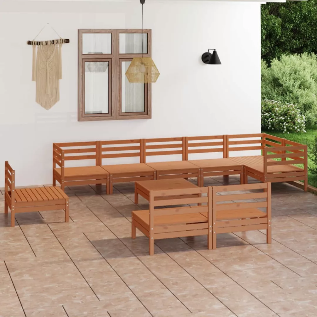 10-tlg. Garten-lounge-set Massivholz Kiefer Honigbraun günstig online kaufen