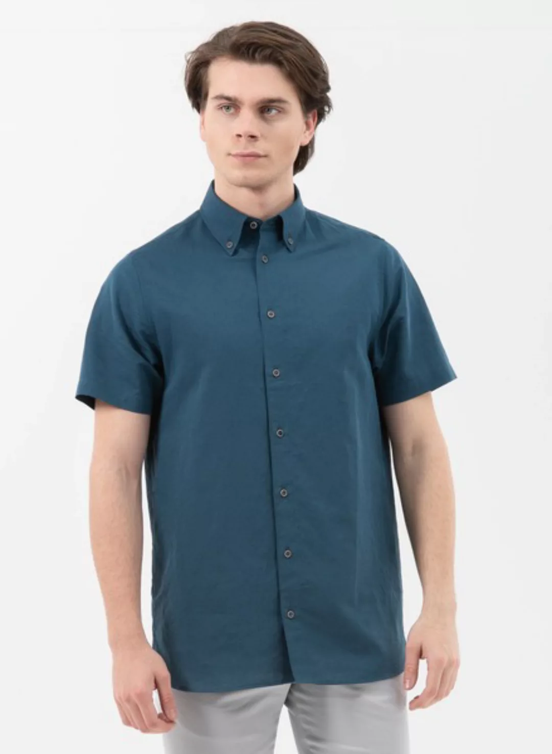 Kurzarm-hemd Aus Leinen Mit Bio-baumwolle günstig online kaufen