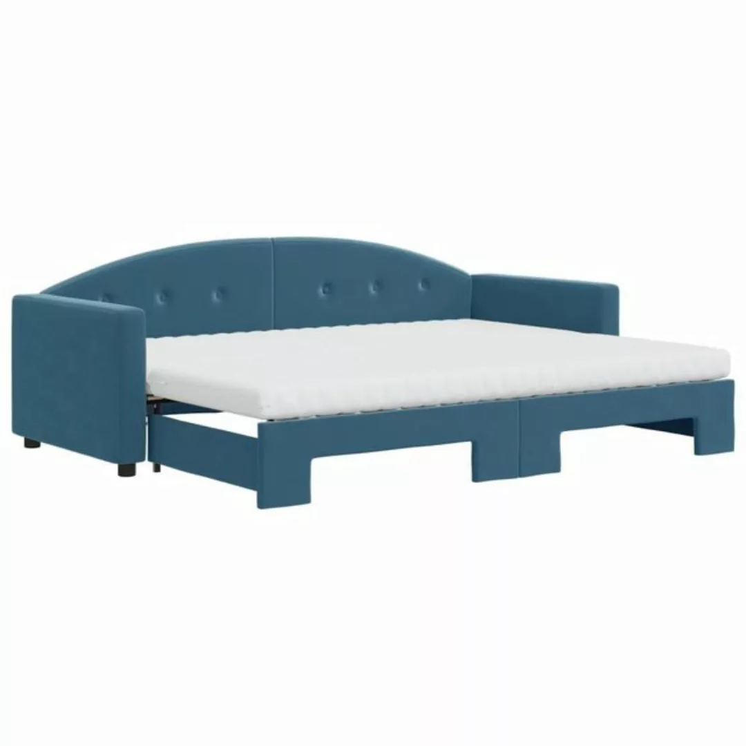 vidaXL Gästebett Gästebett Tagesbett Ausziehbar mit Matratzen Blau 80x200 c günstig online kaufen