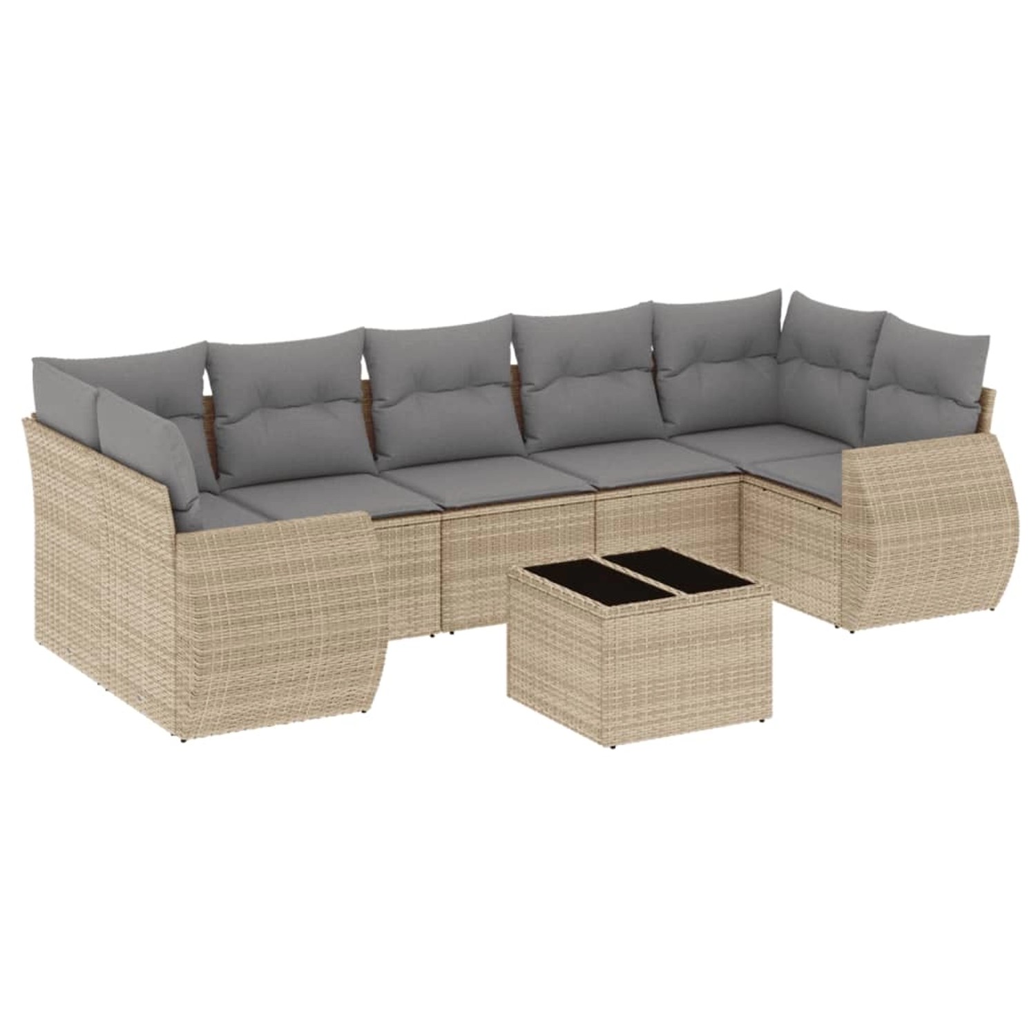 vidaXL 8-Tlg Garten-Sofagarnitur mit Kissen Beige Poly Rattan 3253476 günstig online kaufen