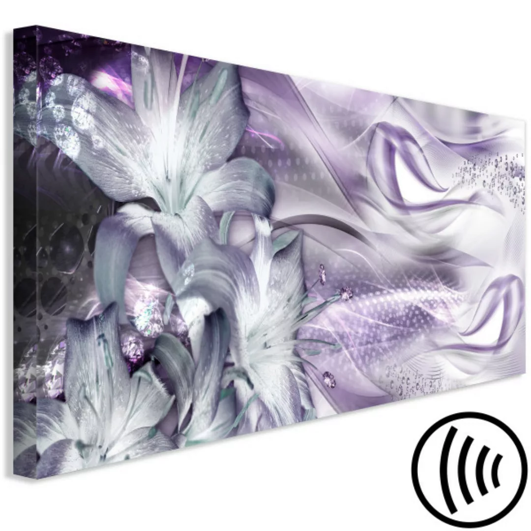 Bild auf Leinwand Lilies and Waves (1 Part) Narrow Pale Violet XXL günstig online kaufen