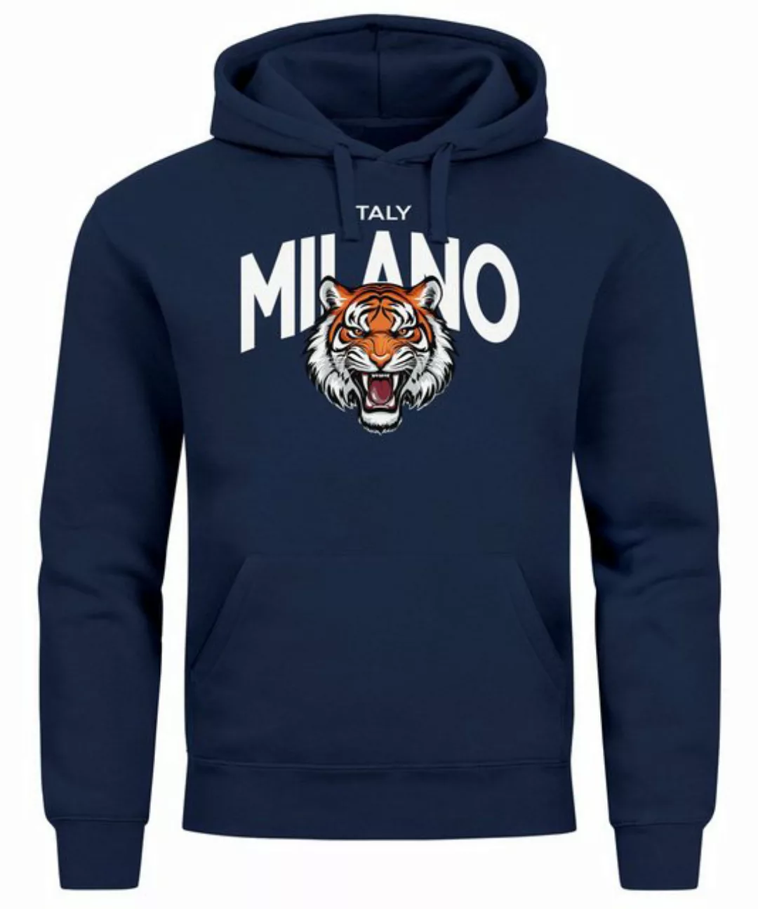 Neverless Hoodie Hoodie Herren Tiger Print Schriftzg Milano Italy Kapuzen-P günstig online kaufen