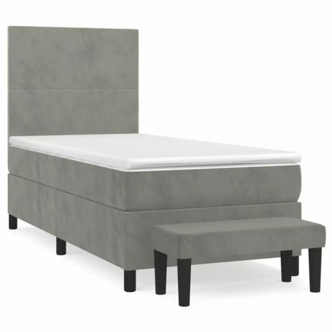 furnicato Bett Boxspringbett mit Matratze Hellgrau 100x200 cm Samt günstig online kaufen