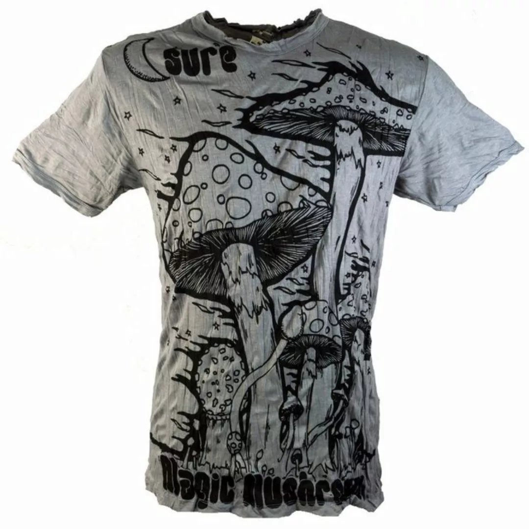Guru-Shop T-Shirt Sure Herren T-Shirt Magic Mushroom - grau Festival, alter günstig online kaufen