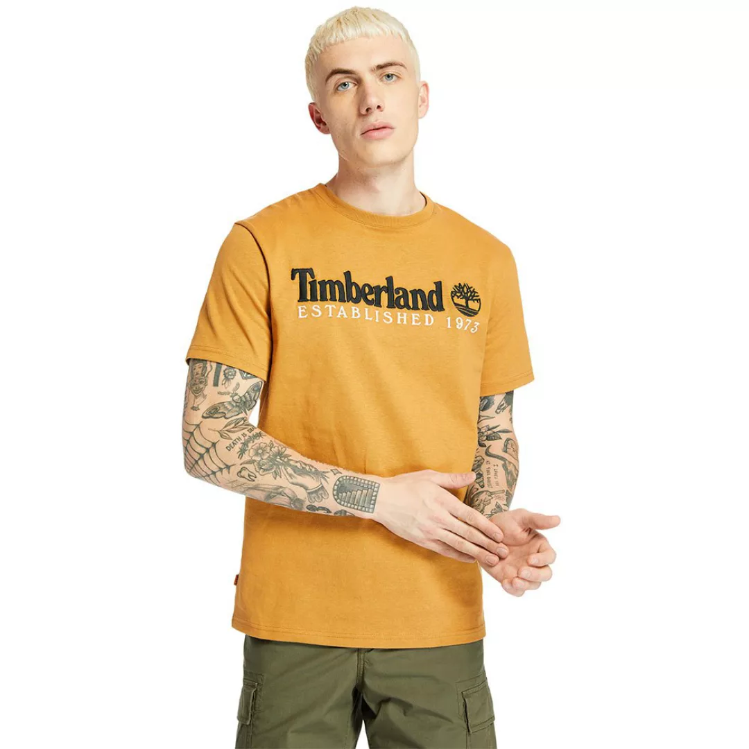Timberland Outdoor Heritage Linear Logo Regular Kurzarm T-shirt S Wheat Boo günstig online kaufen