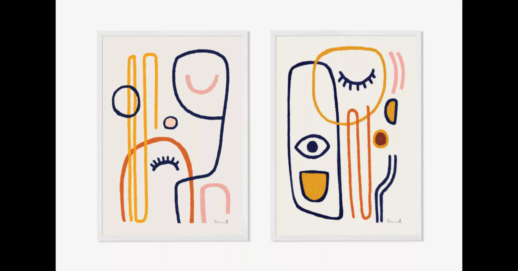 2 x Dan Hobday 'Abstract Faces' gerahmte Kunstdrucke (A2) - MADE.com günstig online kaufen