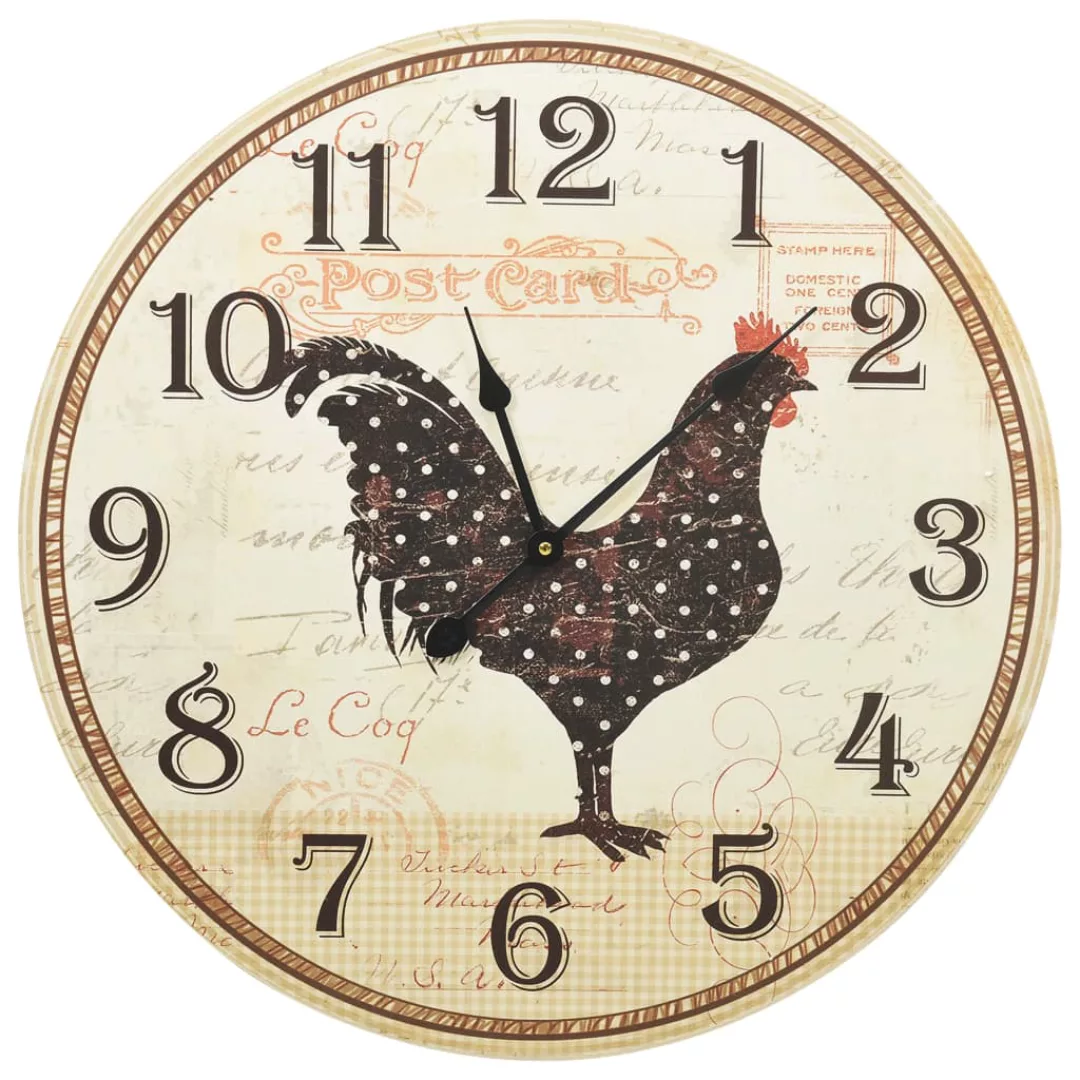 Wanduhr Mit Huhn-design Mehrfarbig 60 Cm Mdf günstig online kaufen