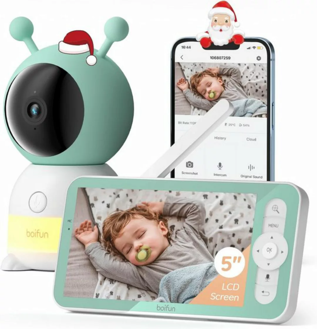 Boifun Video-Babyphone Babyphone mit Kamera 2K/3MP, 5 Zoll WiFi Video Babyp günstig online kaufen