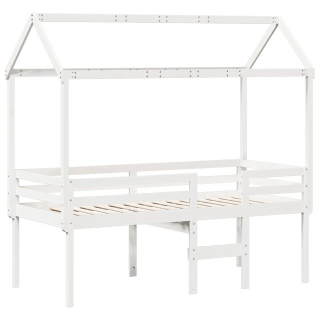 vidaXL Bett Hochbett mit Dach Weiß 75x190 cm Massivholz Kiefer günstig online kaufen