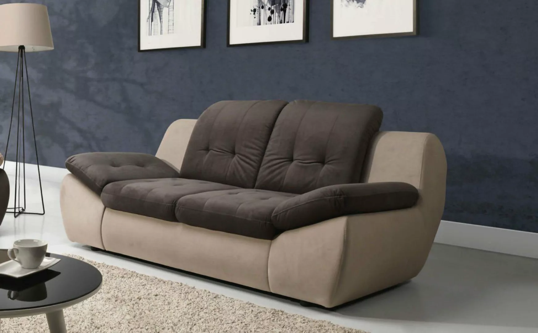 JVmoebel Sofa Designer Beiger Zweisitzer Relax Sitzer Luxus Sofa Polstersof günstig online kaufen