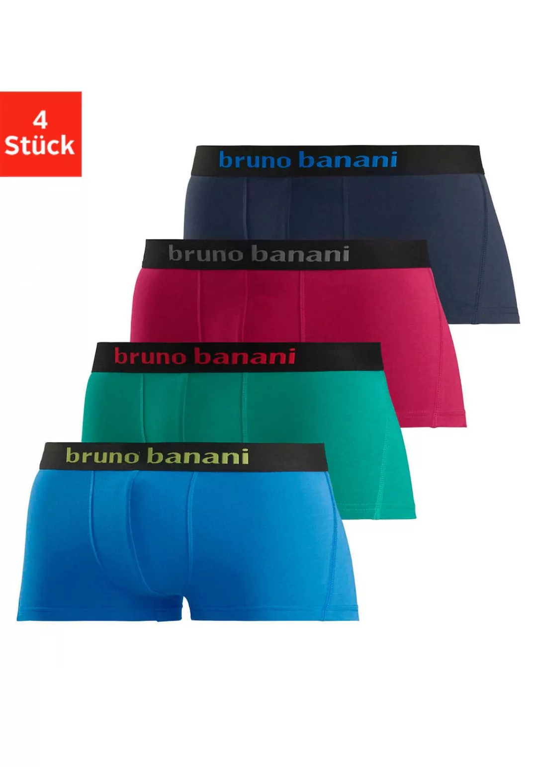 Bruno Banani Hipster, (Packung, 4 St.), Boxershorts mit Logo Webbund aus Ba günstig online kaufen