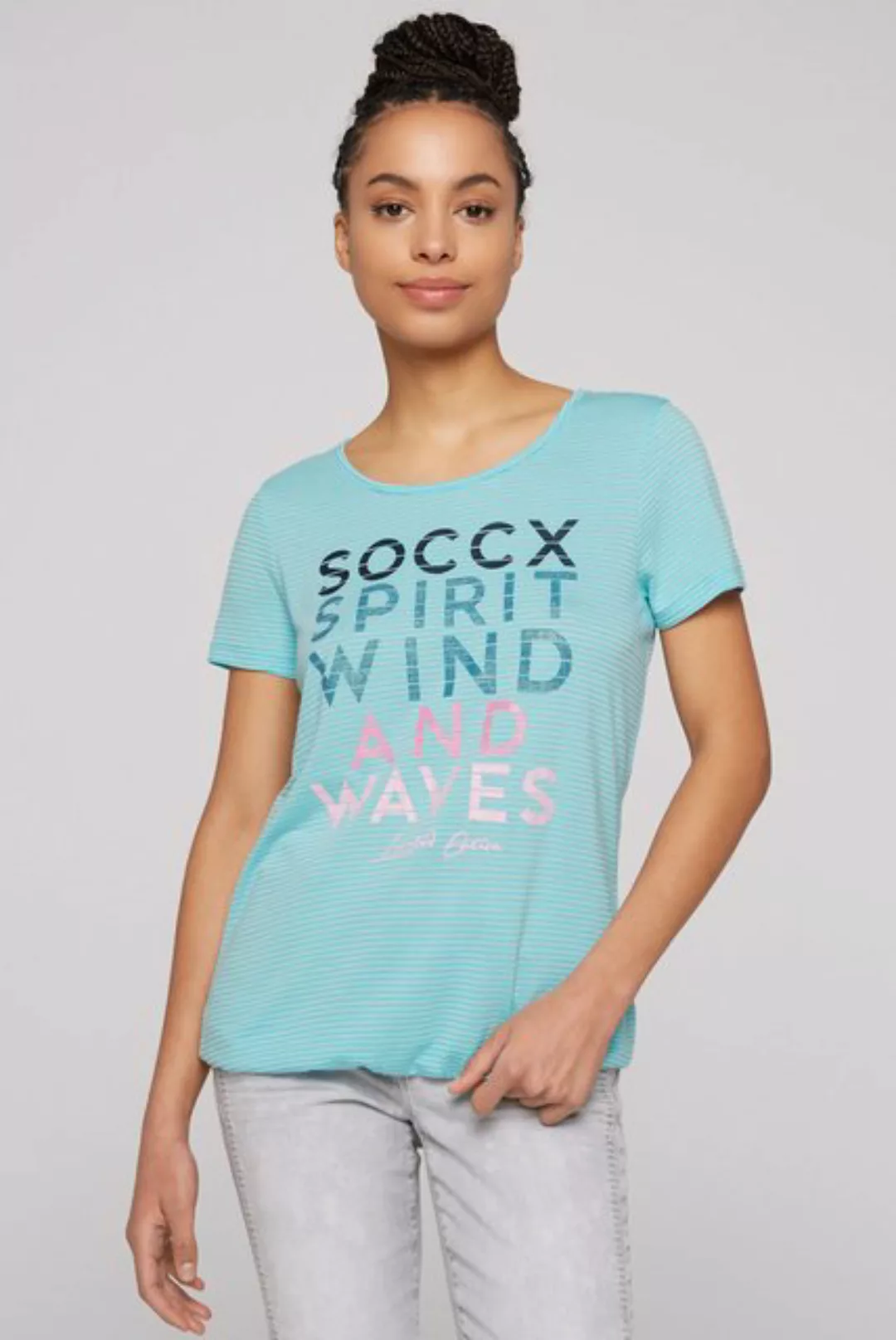 SOCCX Rundhalsshirt mit elastischem Saum günstig online kaufen