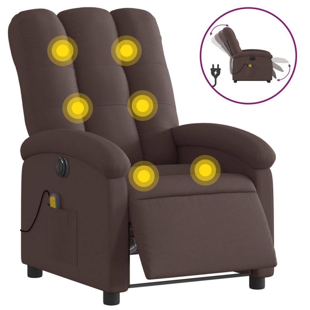 vidaXL Sessel Massagesessel Elektrisch Dunkelbraun Stoff günstig online kaufen