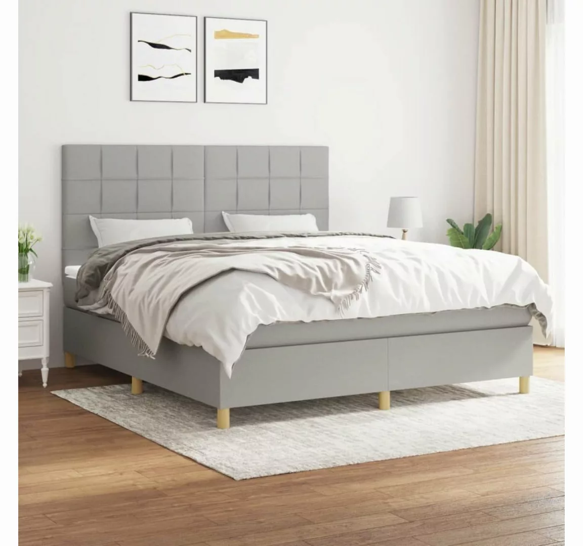 furnicato Bett Boxspringbett mit Matratze Hellgrau 180x200 cm Stoff günstig online kaufen